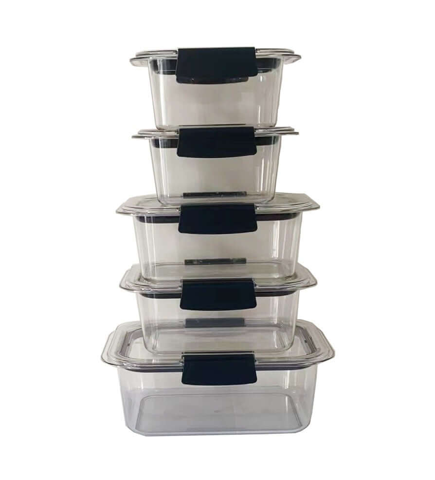 Melzware 5 Piece Large Clear Airtight Lunch/ Meal Prep Containers