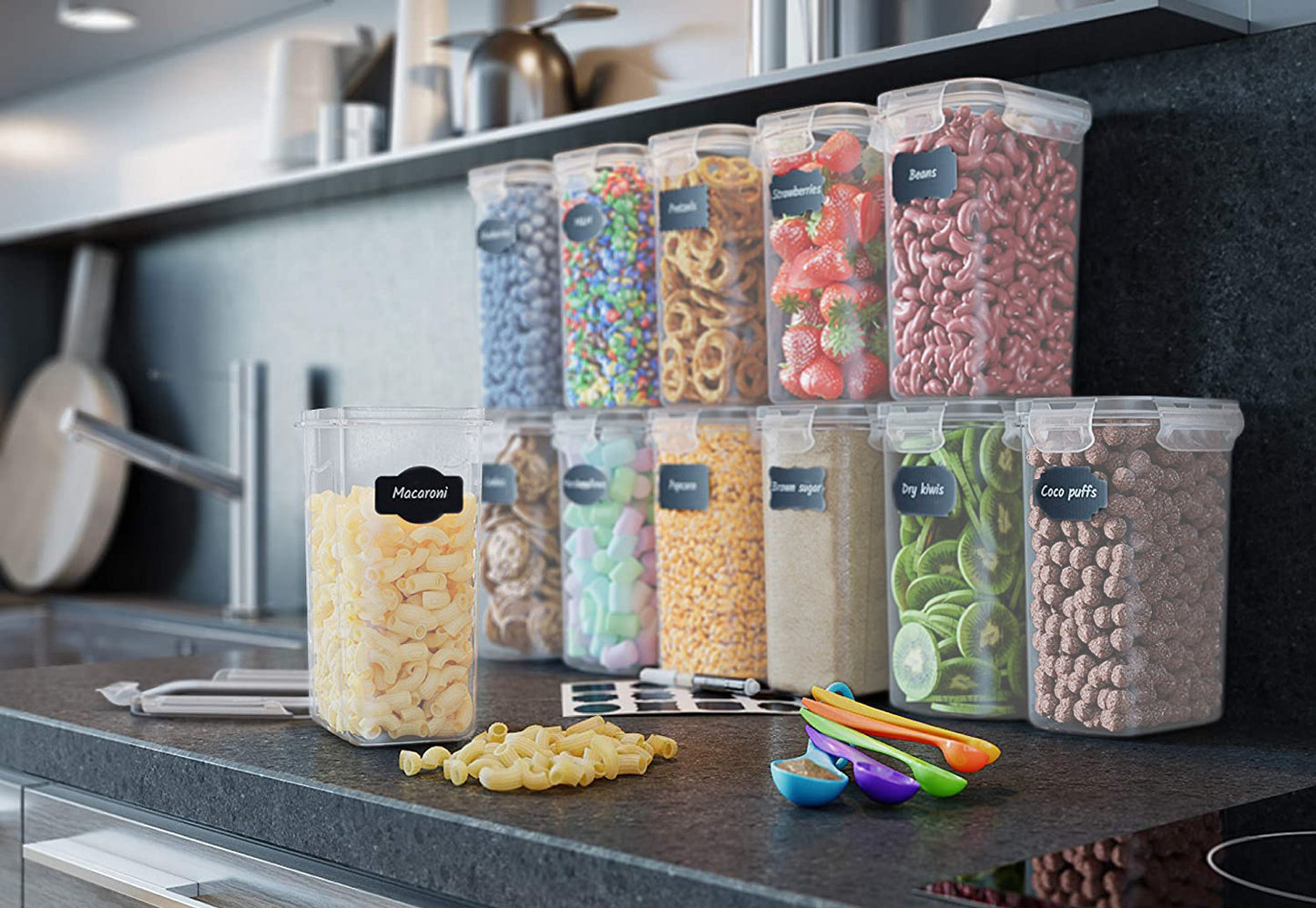 Melzware - Airtight Food Storage Container Set (14 Pieces). - Melzware